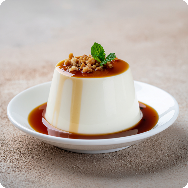 Panna cotta au lait de coco et sauce soja sucrée