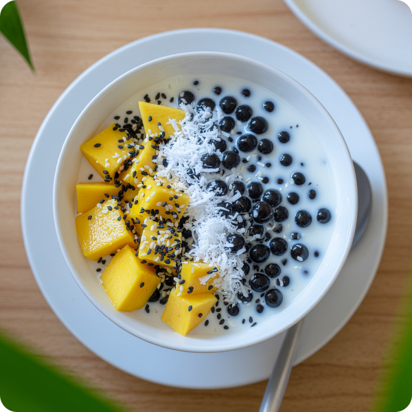 Perles de tapioca au lait de coco et sésame