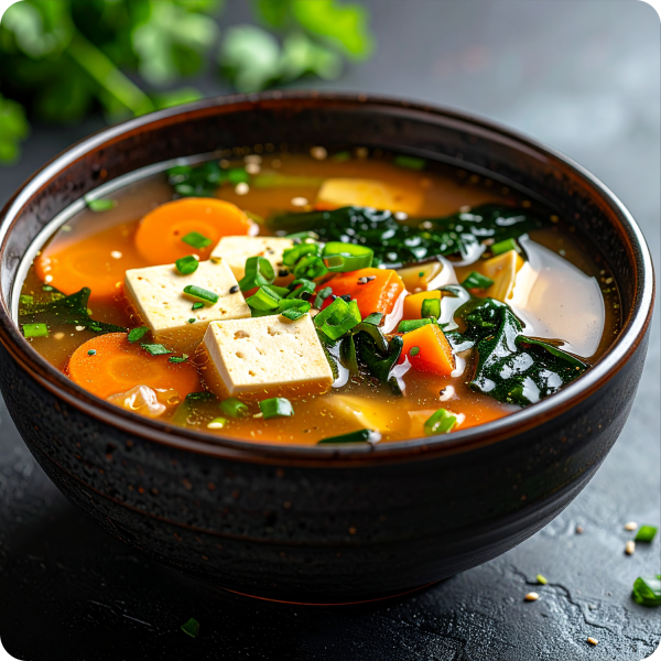 soupe miso aux légumes et tofu